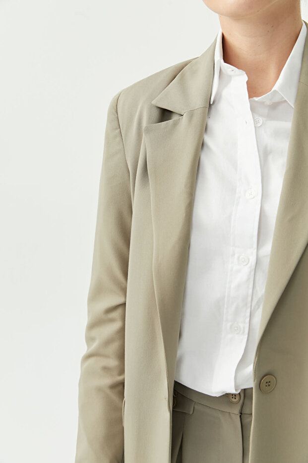 Kadın Tek Düğmeli Blazer Ceket - 6