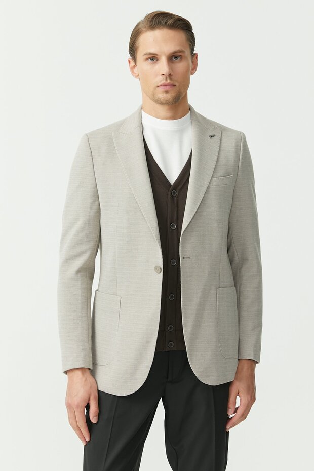 Men's Single Button Mono Collar Jacket