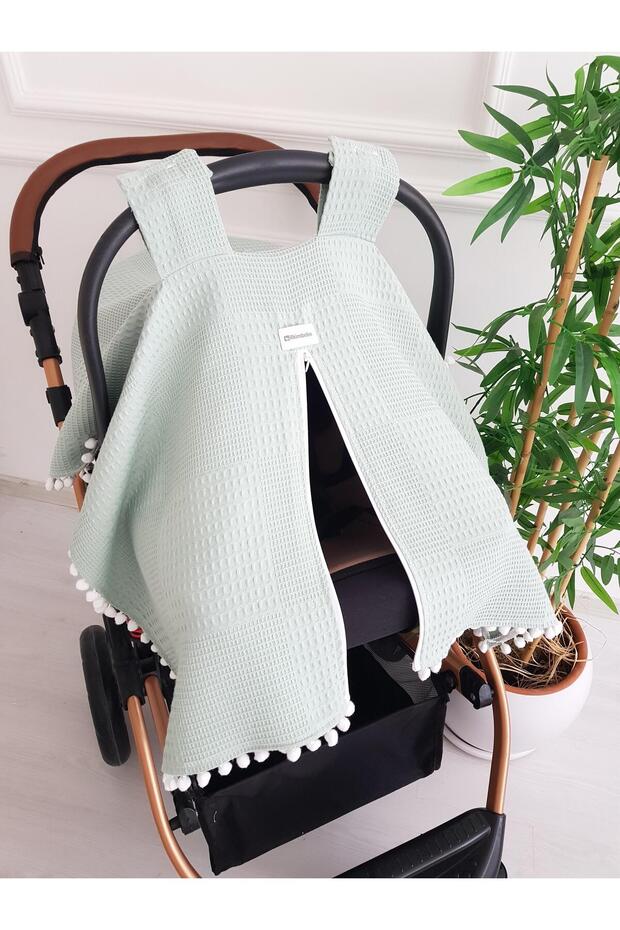 Stroller Cover with Zipper Single Layer Pique Green Color, Newborn Baby Products
