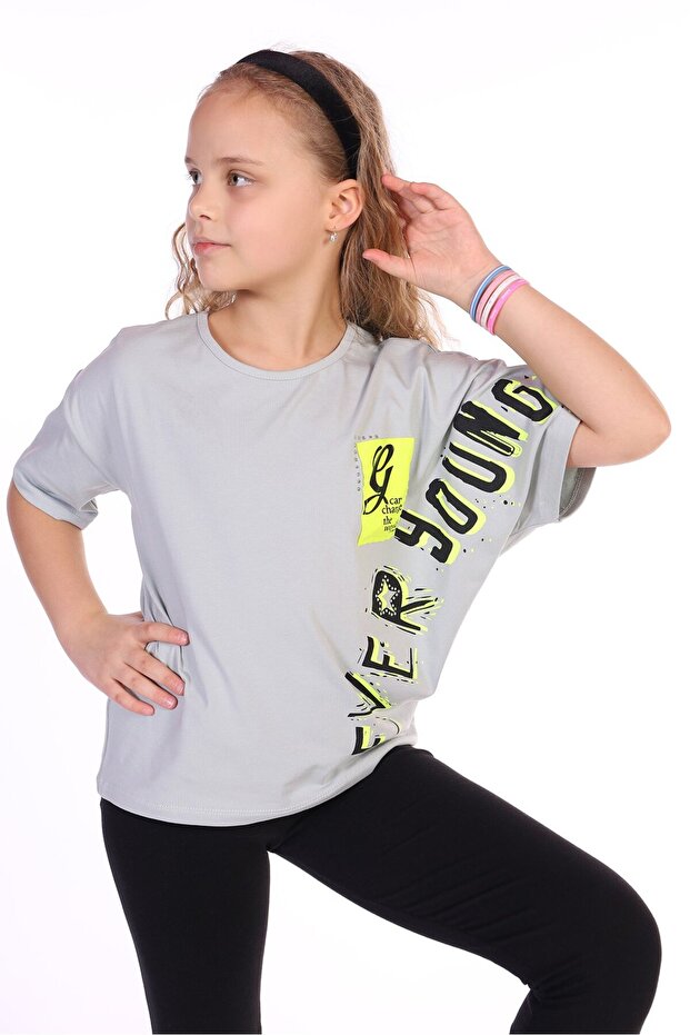 Girl's Printed Crew Neck Short Sleeve T-Shirt