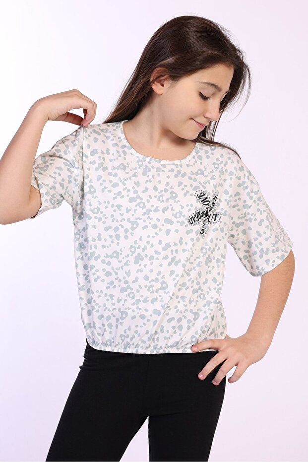Girl's Printed Crew Neck Short Sleeve T-Shirt