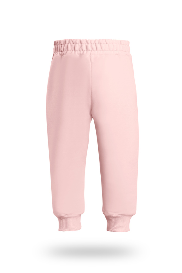 Girl's Pocketless Jogger Sweatpants, Ribbed Knit Pack Powder
