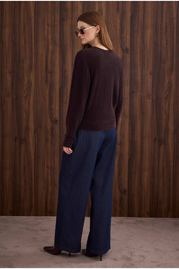 İnce Tüylü Basic Kazak Kestane - 4