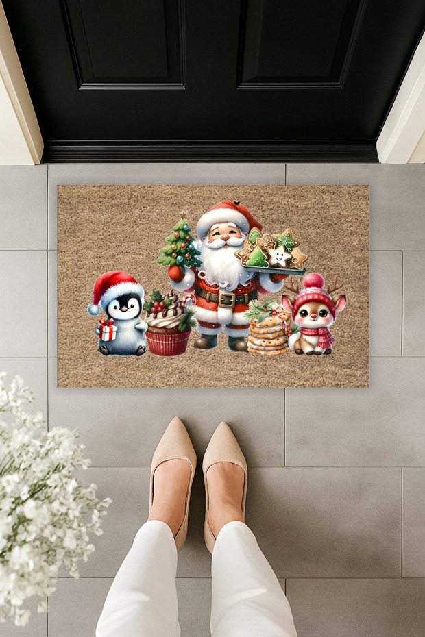 Modern Digital Printing New Year, Christmas, Happy New Year 2026, Happy New Year Santa Claus Door Mat