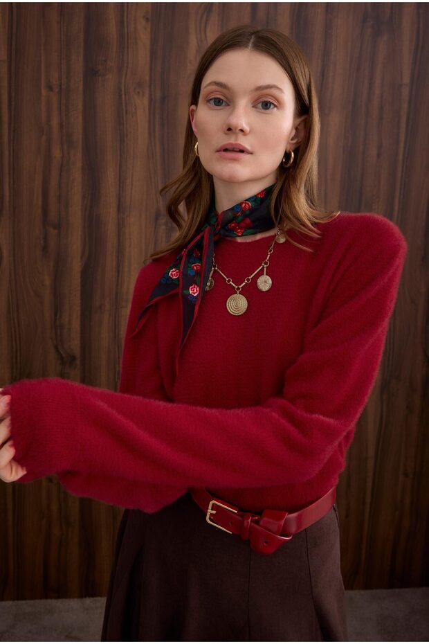 İnce Tüylü Basic Kazak Kırmızı - 1