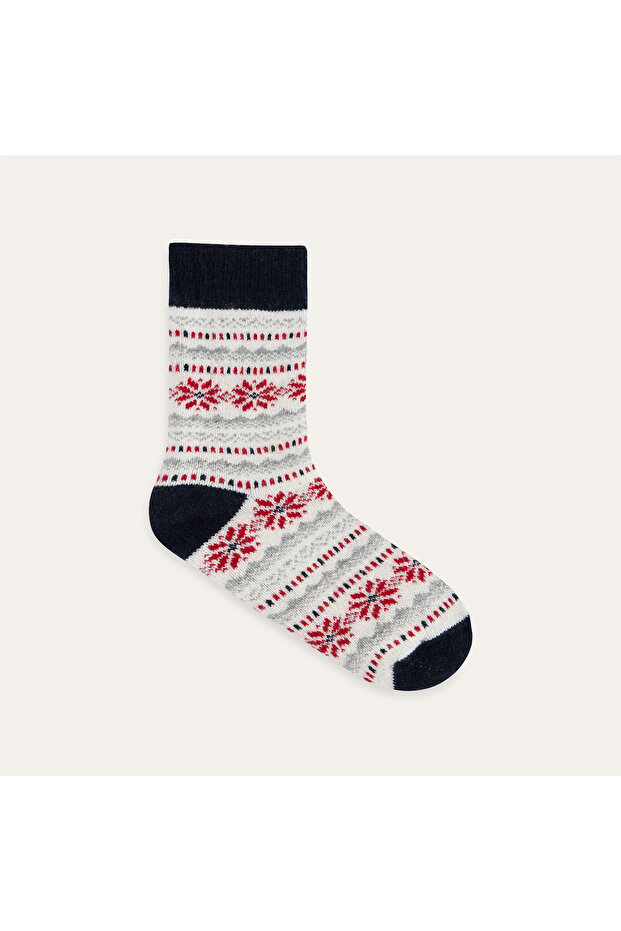 Wool Blend Patterned Socks - 1