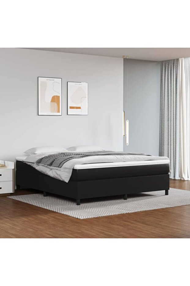 Box Spring Bed Frame Black 180x200 cm Super King Faux Leather