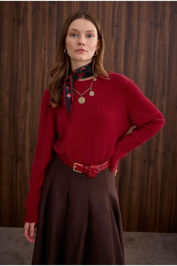 İnce Tüylü Basic Kazak Kırmızı - 3