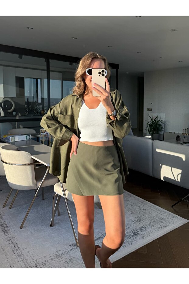 Doublu Kumaş Şort Etek - 1
