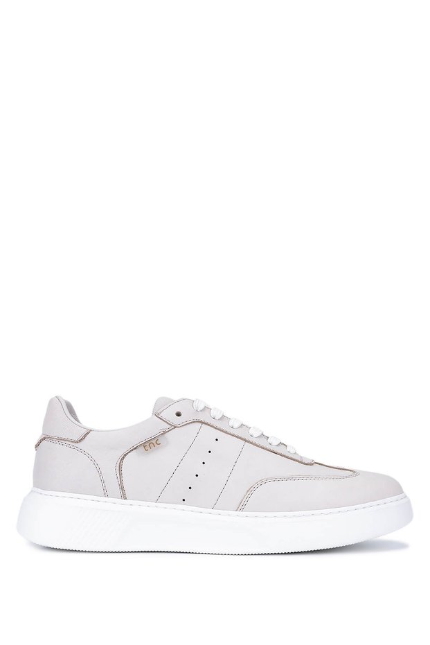 Men's Genuine Leather Beige Sneakers & Sports Shoes
