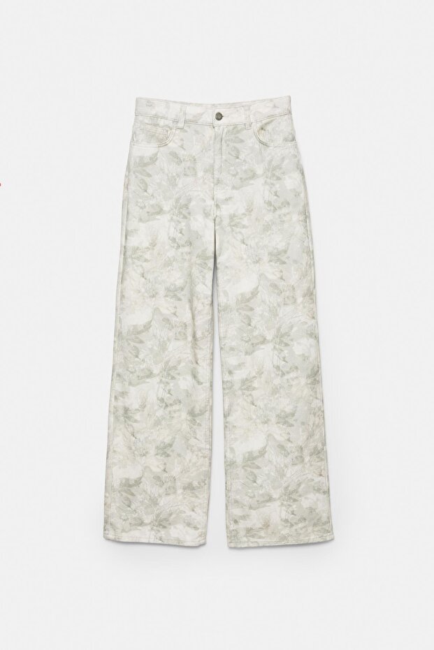 Yaprak desenli jean - 7