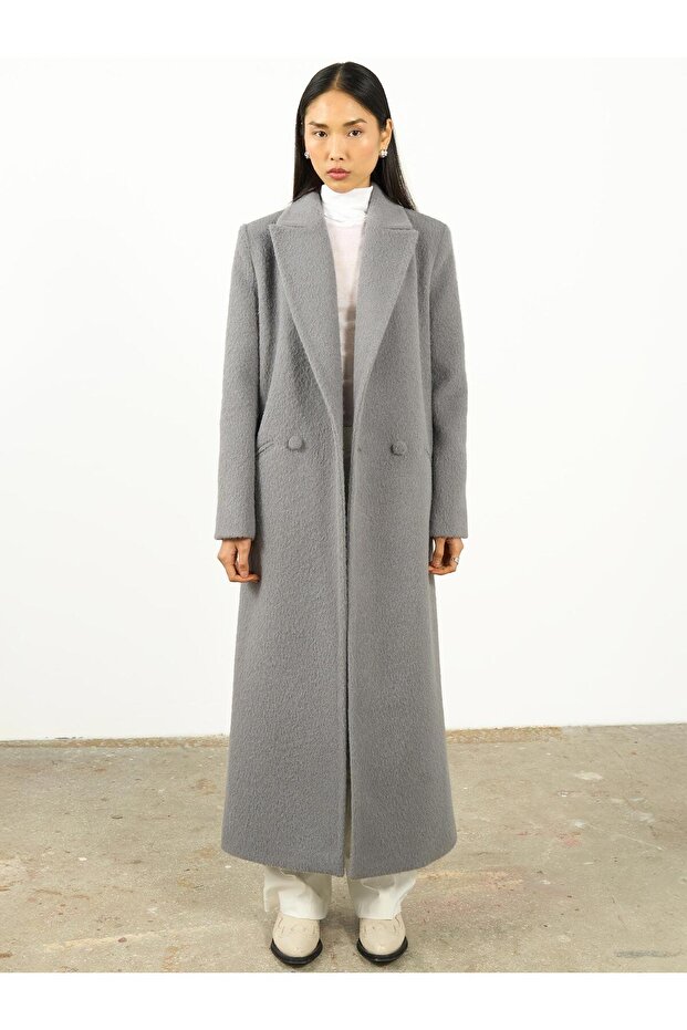 Oversize Kaşe Kaban Gri - 1