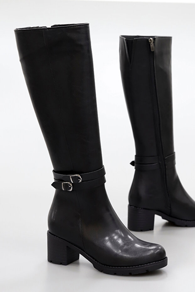 Bln 746 Double Buckle Detailed Below-The-Knee Boots