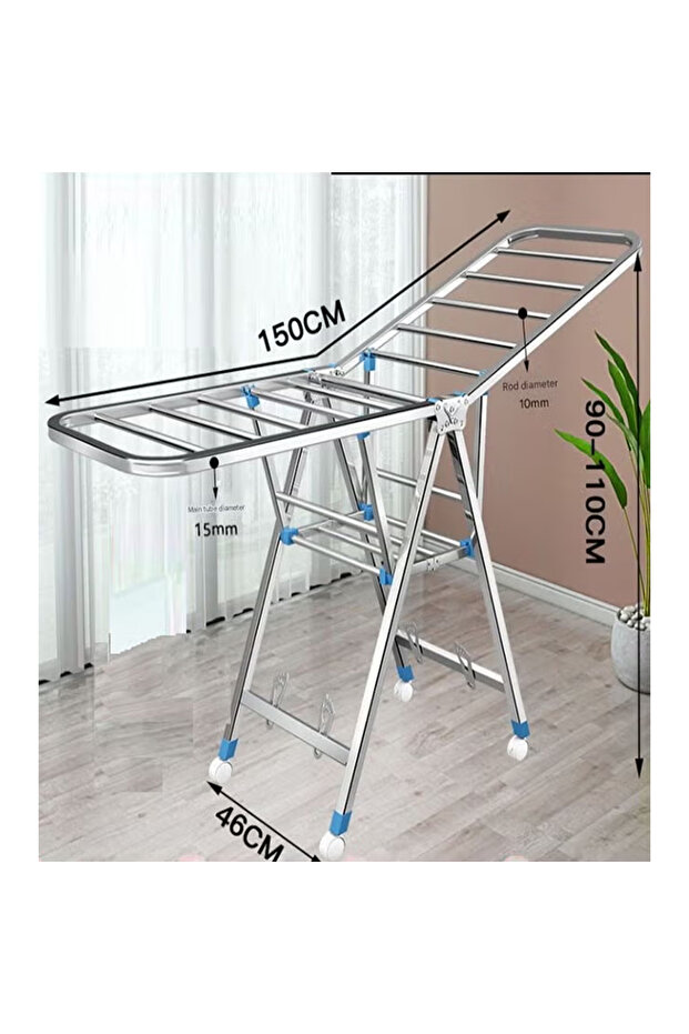 Foldable Clothes Dryer Double Layer Rack outside and inside 1.5M White Color Silver Colour