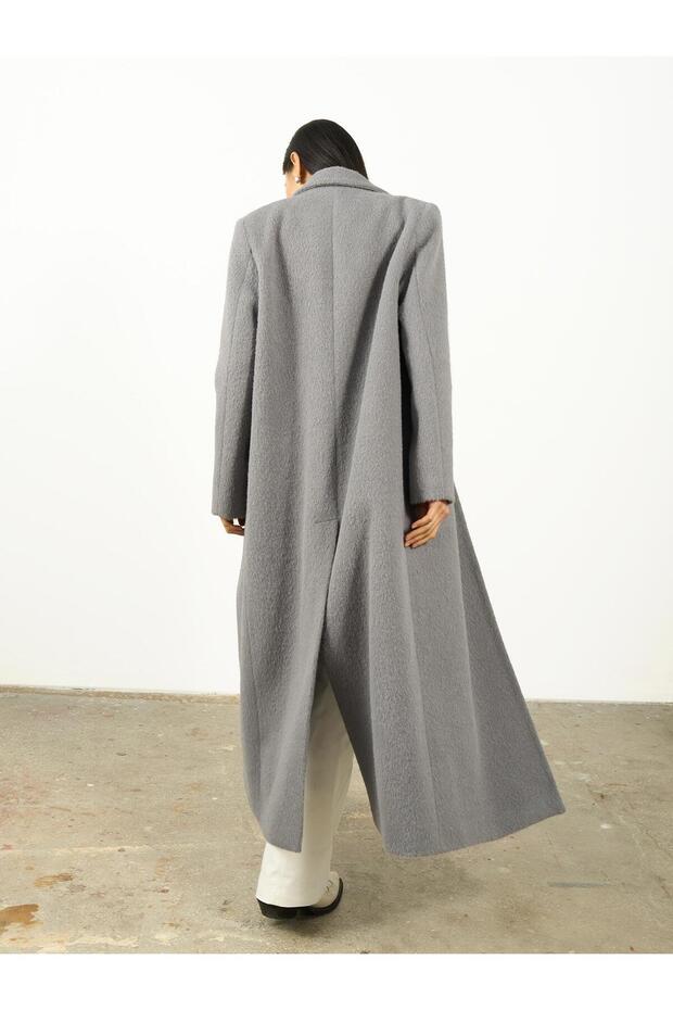 Oversize Kaşe Kaban Gri - 7