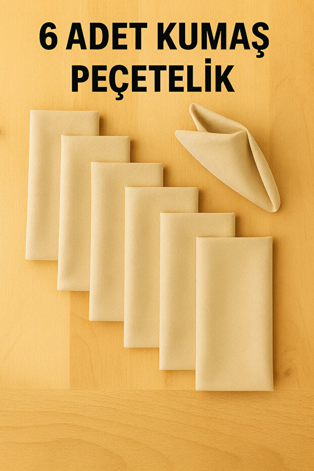 6 Pieces Organic Raw American Serving and Serving Napkin Tableware Presentation Set