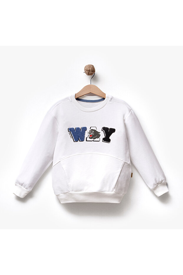 Ovd boy 5-8 years embroidered sweatshirt - beige