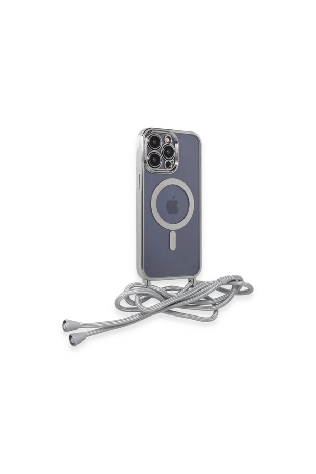 غطاء آيفون 13 برو من ديفو مع حزام ليزر ماجسيف - فضي - 2