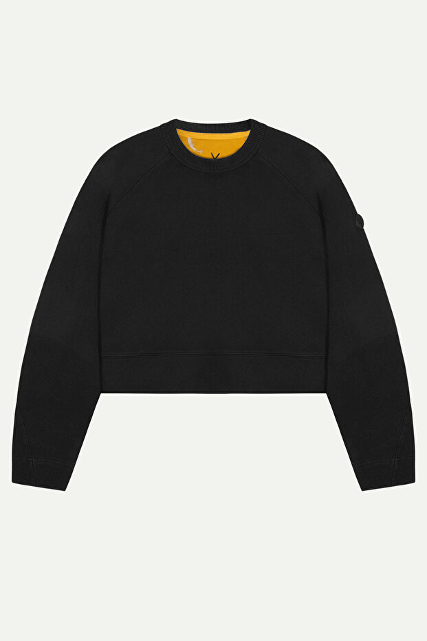 Kadın Basic Regular Crop Sweatshirt - Ruvien - Tar - 1