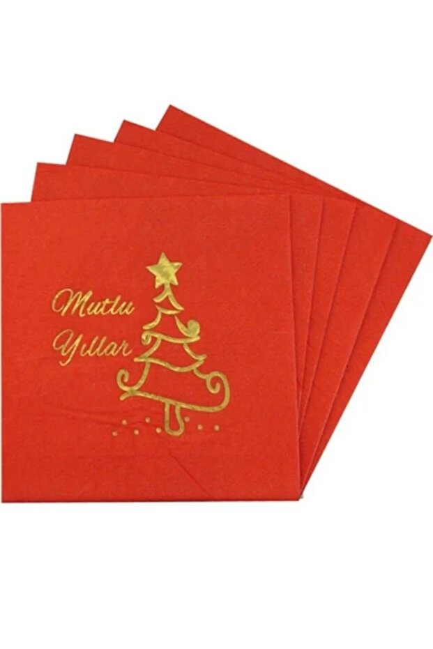 Christmas Napkin with Gold Leaf Pine Tree Motif