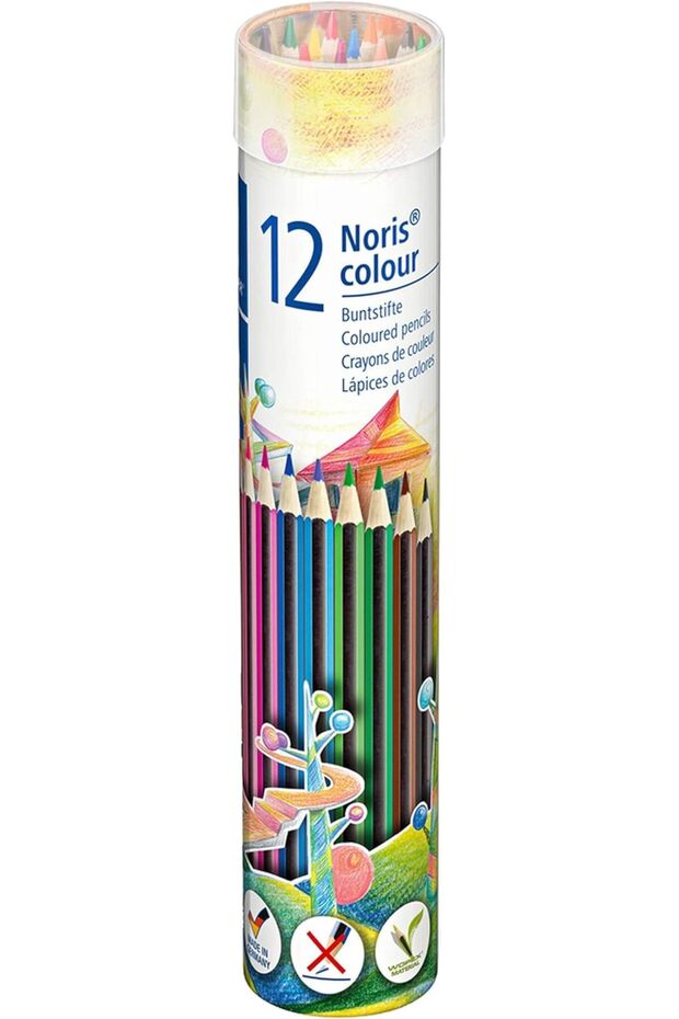 Noris colour coloured pencils, tin of 12