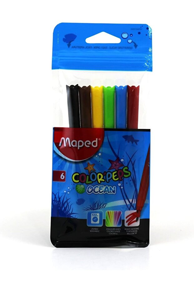 Ocean Pulse Colour Peps Felt Tip Pens - 6 Pieces
