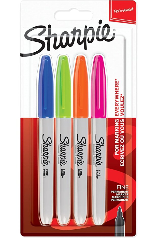 Permanent Markers | Fine Point | Fun Colours | 4 Count