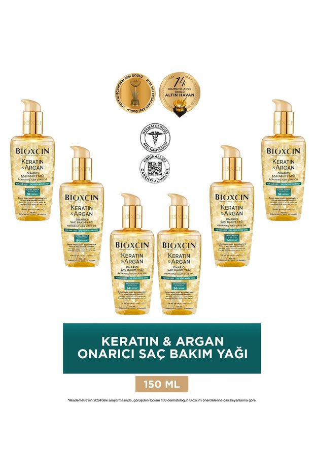 Keratin & Argan Repairing Hair Care Oil 150 ml - Damaged and Sensitive Hair 6-Pack
