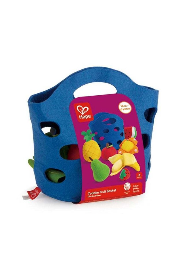 Hape Toddler Fruit Basket | Soft Pretend Food Toy Set with Banana, Apple, Pineapple & More | Fabric