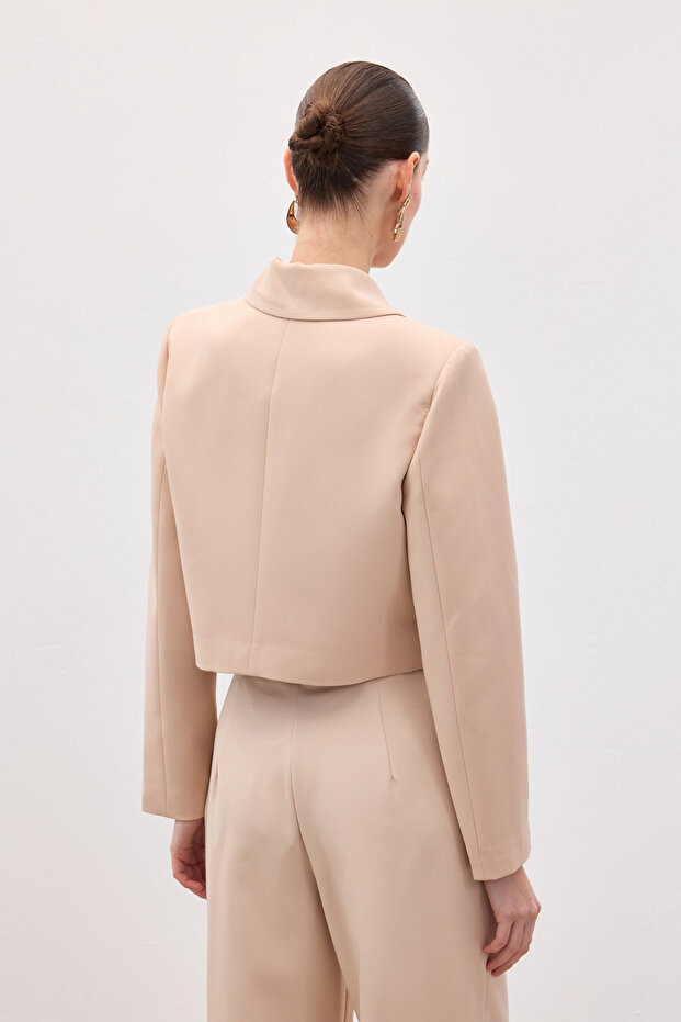 Buttoned Short Jacket - Beige - 6