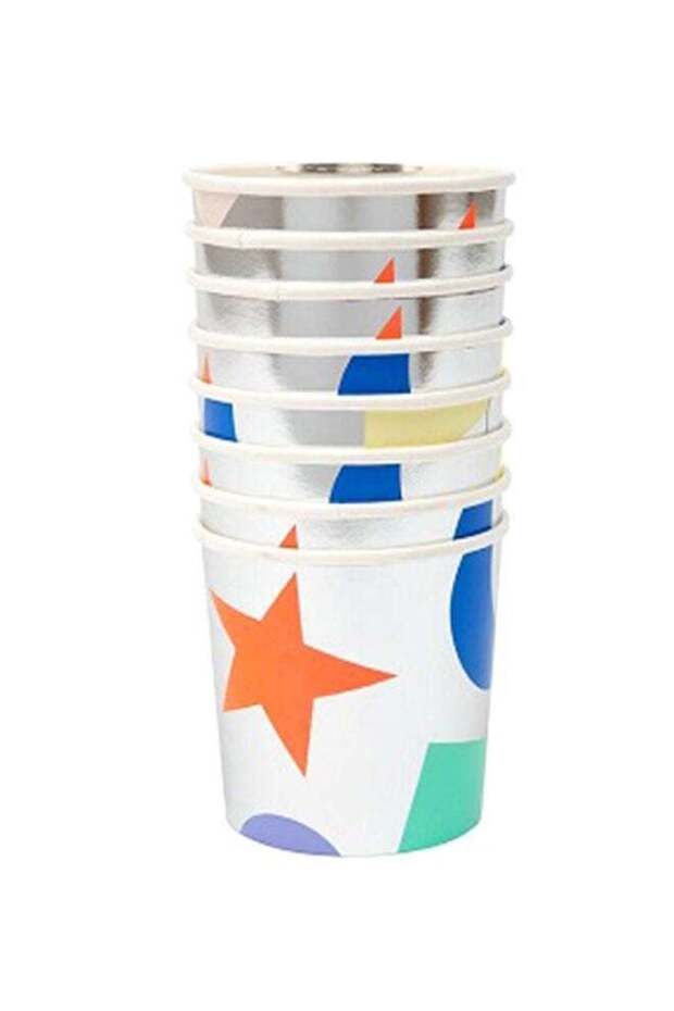 8-Piece Geometric Printed Cups Set