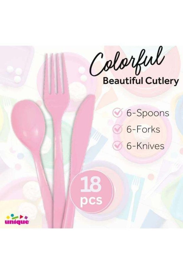 18 Assorted Cutlery Lovely Pink