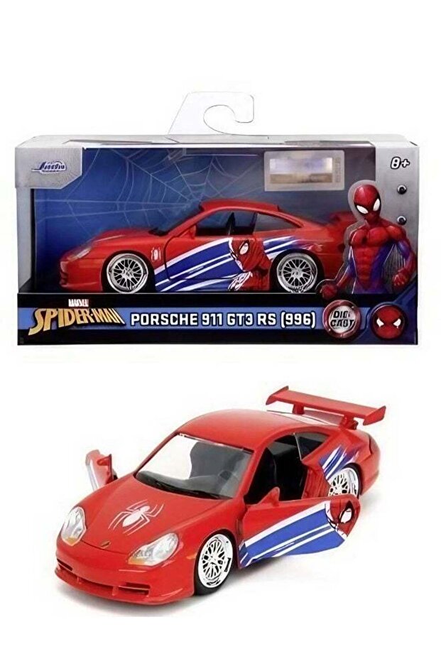Jada Marvel Spider-Man Porsche 911 GT3 RS 996 Die-cast Car (1:32, Red)