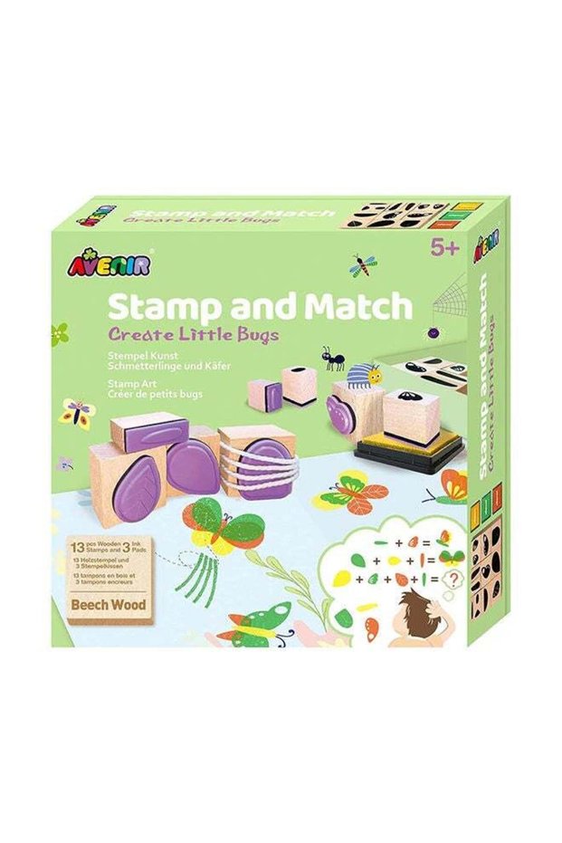 Stamp and Match Create Little Bugs Craft Imaginative Bugs With 15 Wooden Stamps, Spark Imagination
