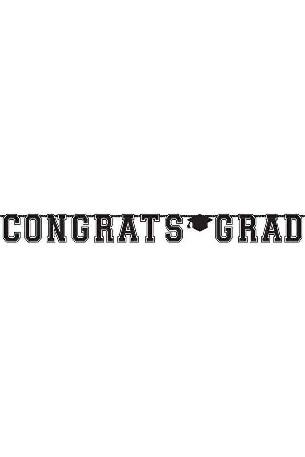 Congrats Grad Large Black Letter Cutout Party Banner - 1 pc