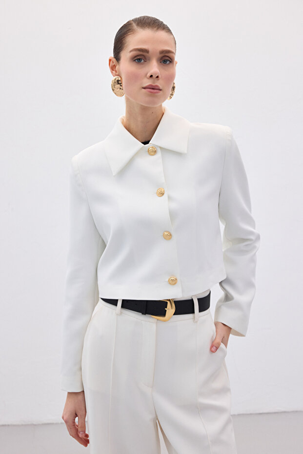 جاكيت قصير بأزرار - إكرو - 5