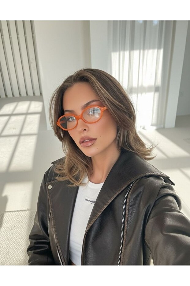 Women's Mickey Blue Light Protection Blueblock Screen Glasses Matte Orange