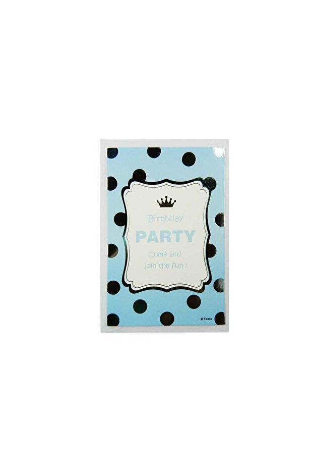 Happy Birthday Invite Cards 6pcs, Silver and Blue Elegant Invitations for Your Celebrations