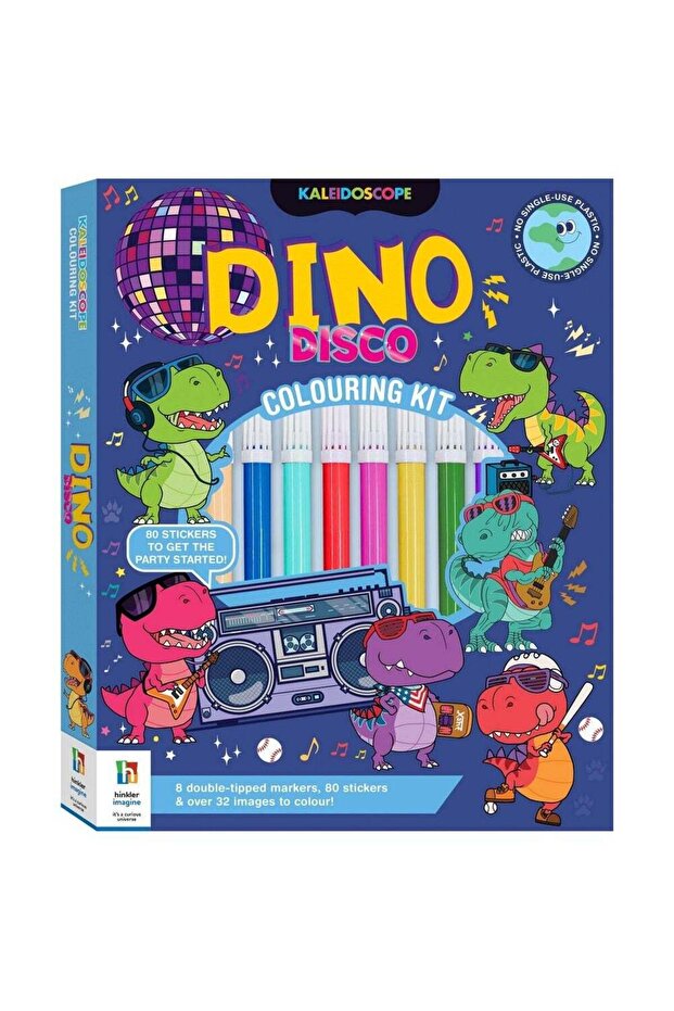 Hinkler Kaleidoscope Dino Disco Colouring Kit - Fun Dinosaur & Disco-Themed Colouring Set Includes