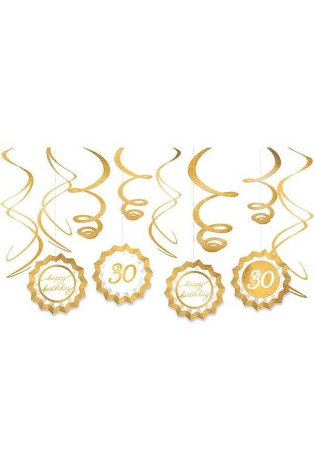 30th Golden Age Birthday Fan & Swirl Decorating Kit