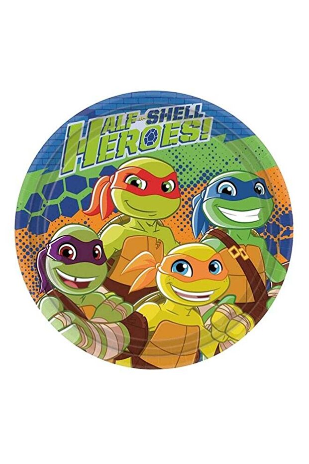 8-Piece Half Shell Heroes Plates 9inch Kids Birthday Party Tableware, Party Supplies 9inch