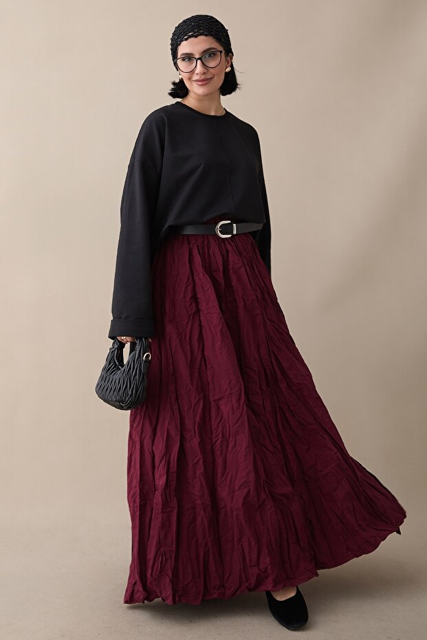 Kolu Katlamalı Oversize Siyah Sweat - 4