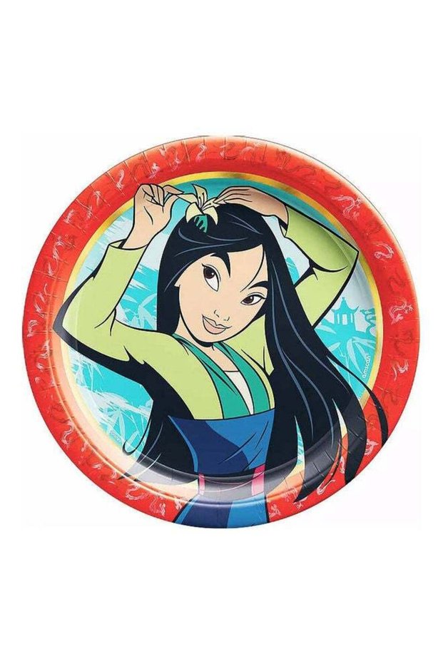 8-Piece Disney Mulan Metallic Paper Plate Kids Birthday Party Tableware, Party Supplies