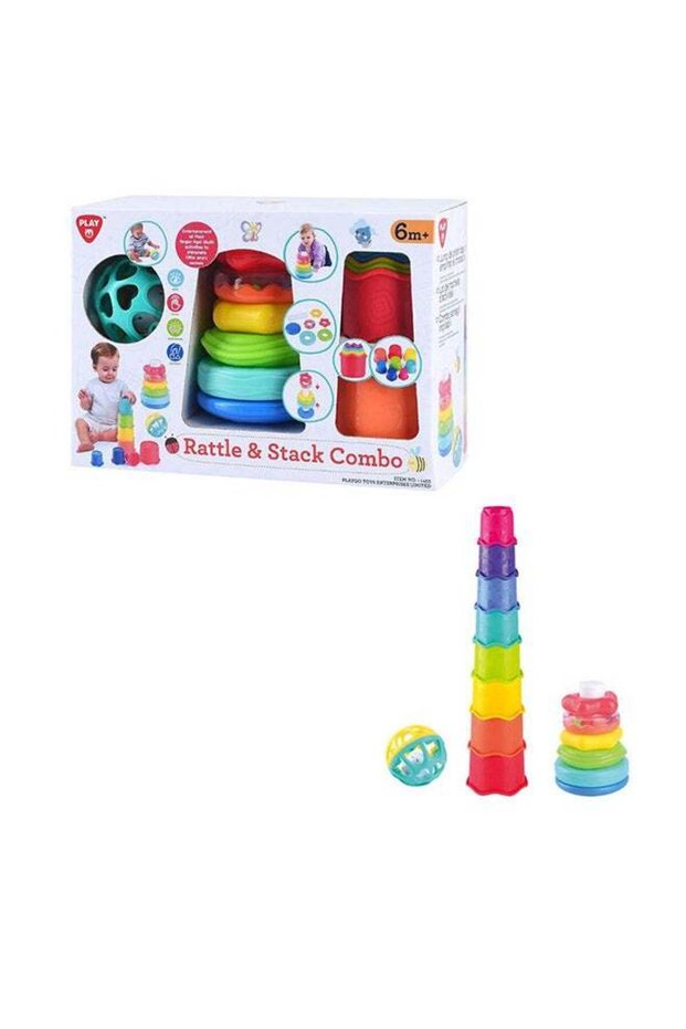 Playgo Rattle & Stack Combo – 10 Piece Sensory Stacking Toy