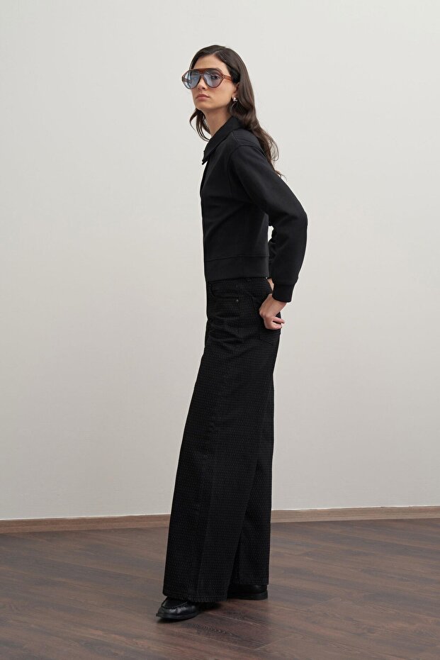 Taş-Gömlek Yakalı İnterlok Sweatshırt - 1