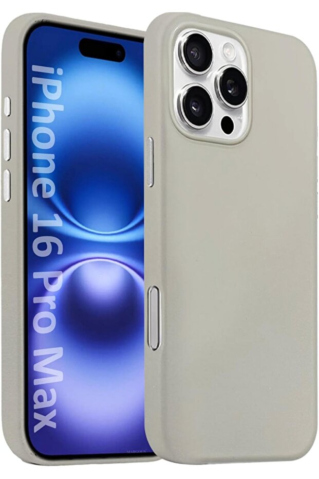 Leather Slim Case for iPhone 16 Pro Max with Camera Lens Protection (Gray)