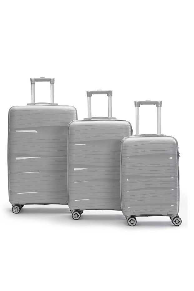 dalgalı silikon valiz 3’lü set - 1