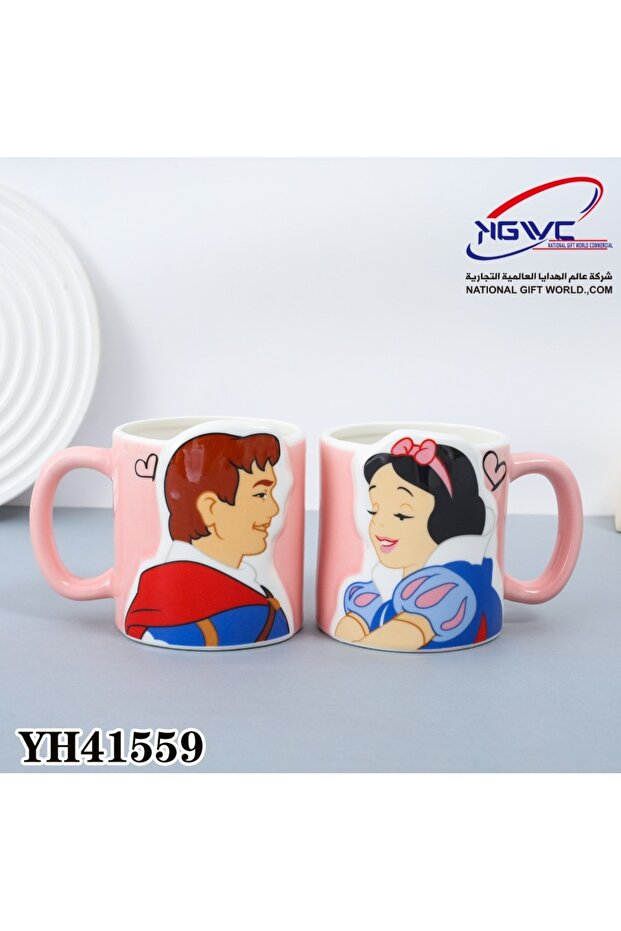 طقم أكواب بتصميم سنو وايت والأمير (Snow White and the Prince)