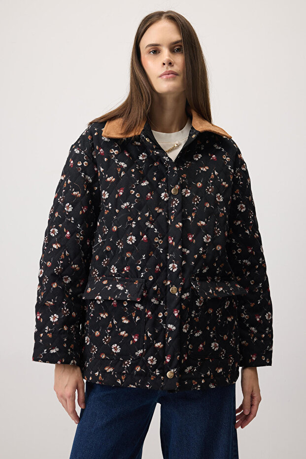 Flower Patterned Gabardine Jacket