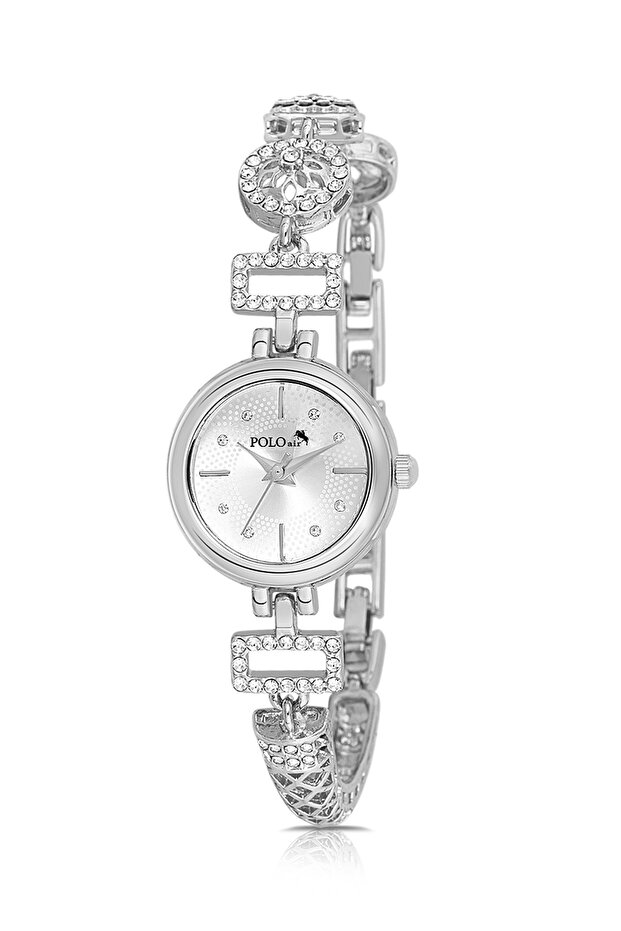Geometric Pattern Luxury Stone Women's Wristwatch Silver Color Pl-1580B2X